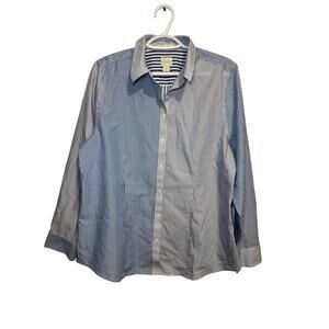 Chicos striped button down popover shirt womens large‎ classic old money career